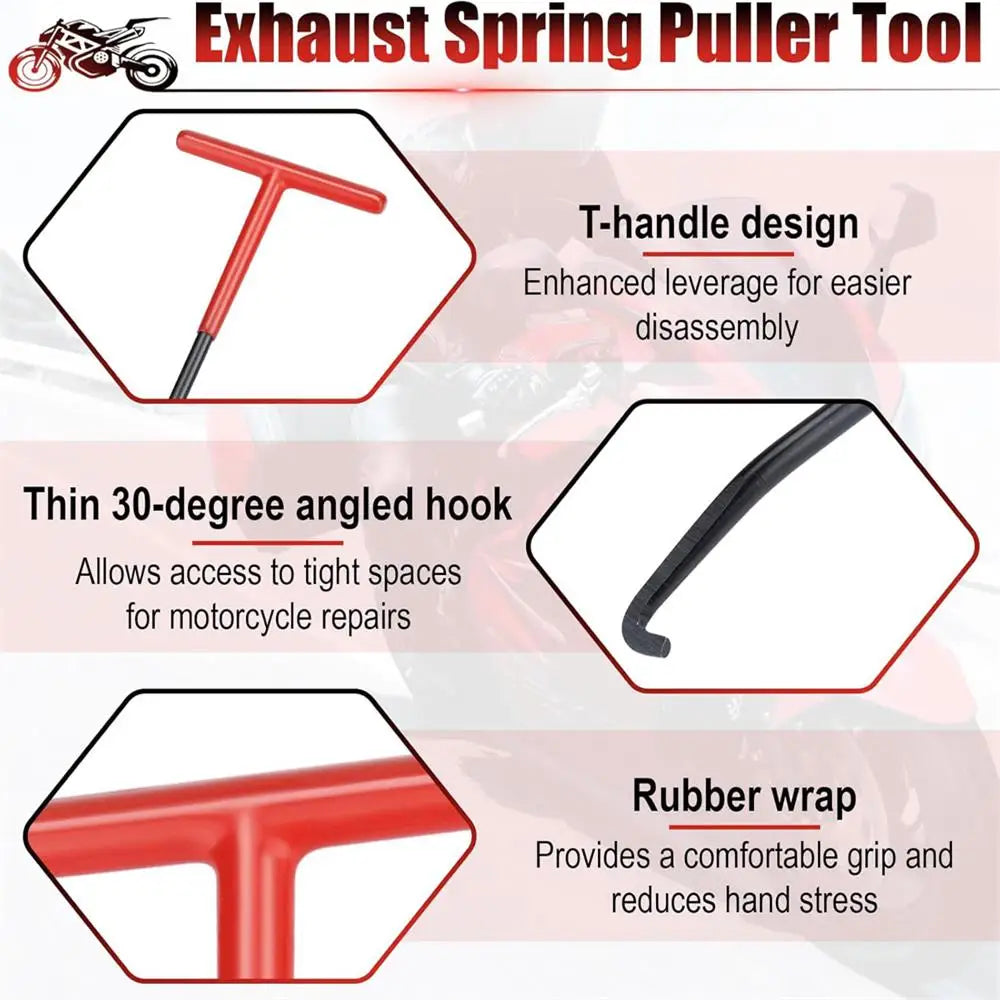 Motorcycle Exhaust Spring Hook T Shaped Handle Exhaust Pipe Spring Puller Installer Hooks Repair Tool for Springs Removal Qme