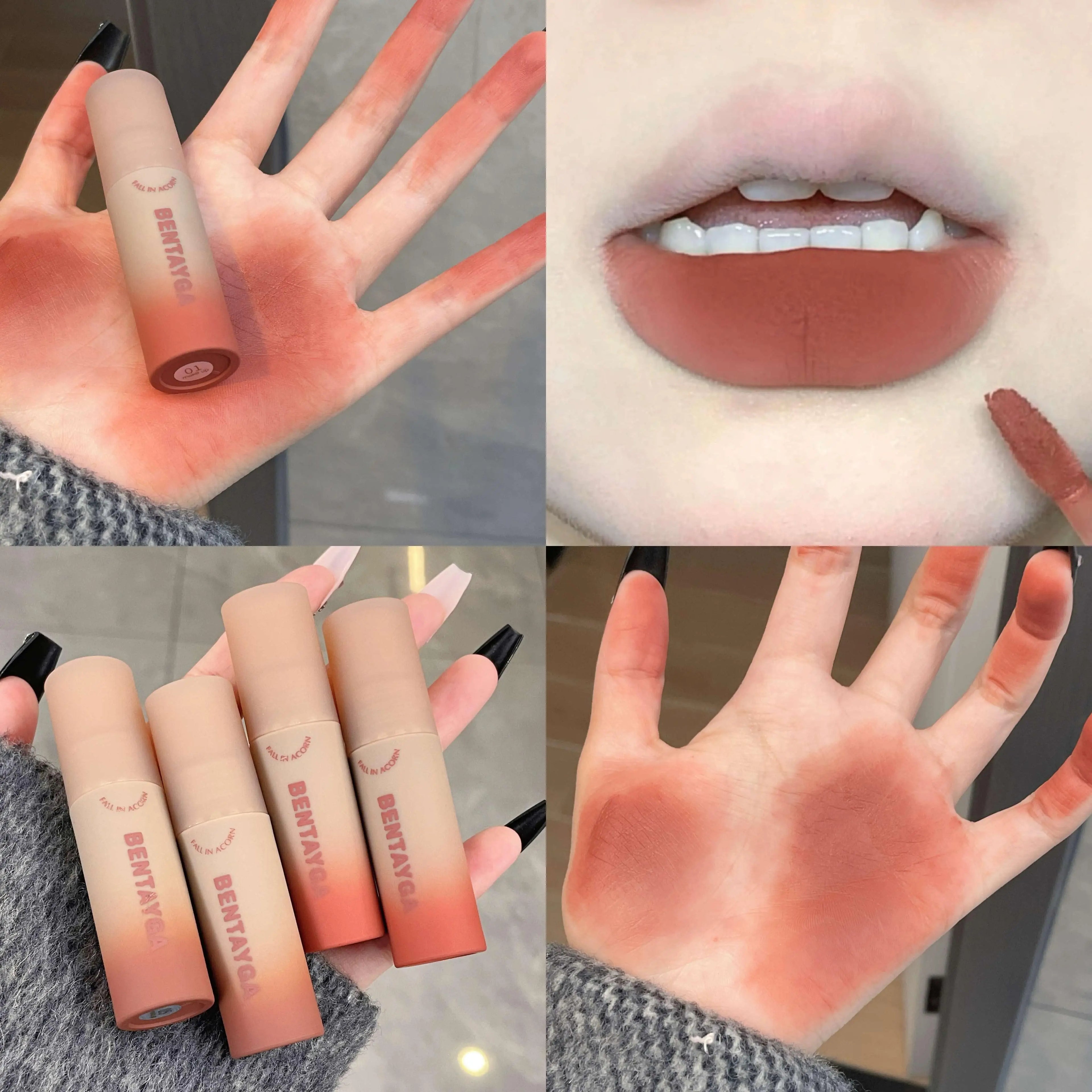 Reddish-brown Stain Lip Mud Waterproof Long-lasting Easy Wear Velvet Qme DB-24-1