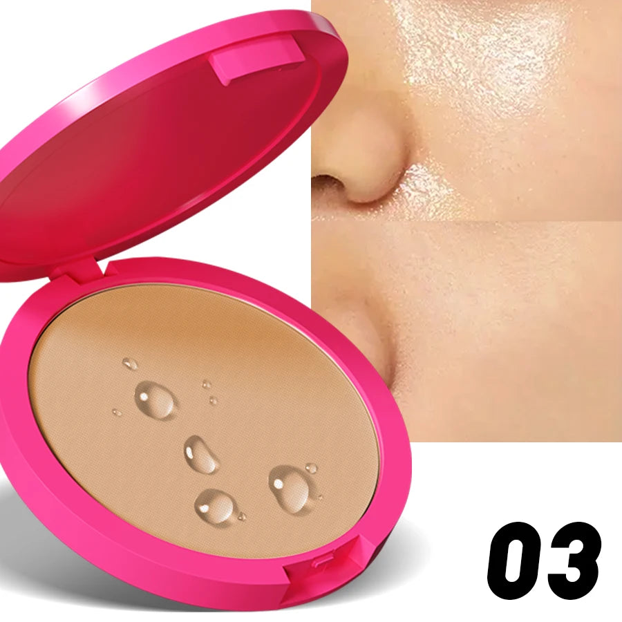 Natural Matte Pressed Powder Oil Control Brighten Whitening Face Base Qme 03