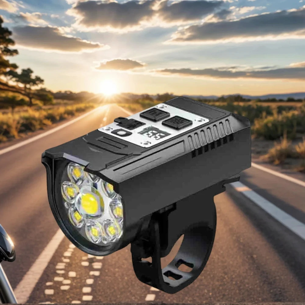 LED Bicycle Front Light High Brightness Bike Flashlight Dual Light Source Bicycle Headlight Intelligent Sensor for Night Riding Qme Default Title