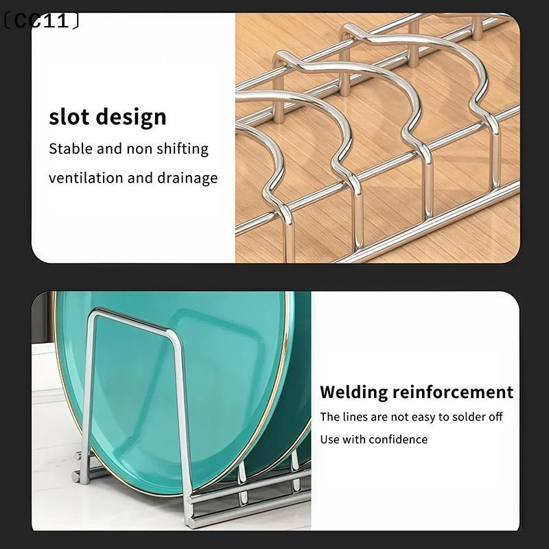 Stainless Steel Dish Drying Rack Bowl Plate Pot Cover Kitchen Storage Qme