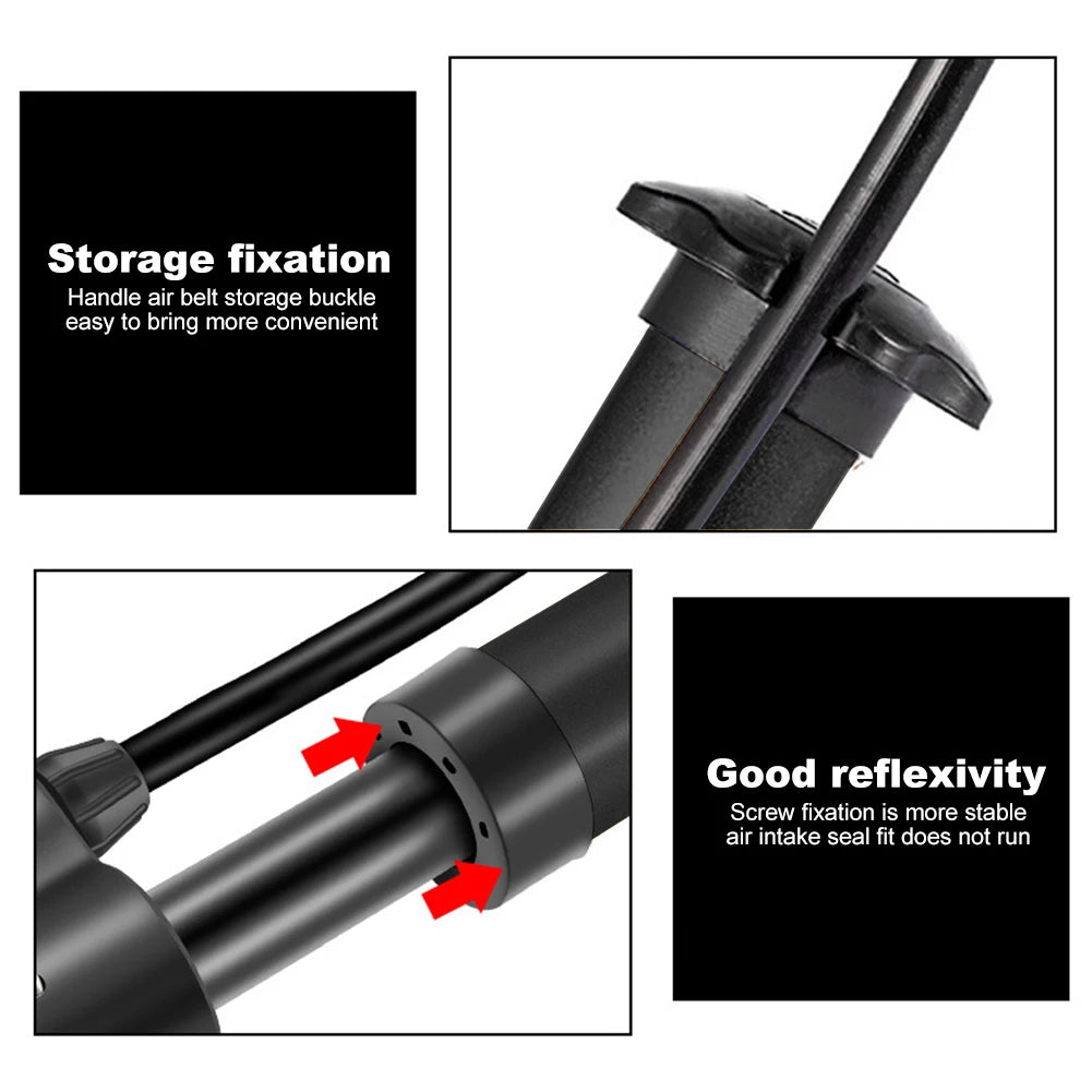 80PSI MTB Bicycle Pump Schrader Valve Bike Manual Air Pump Lightweight Bicycle Floor Pump for MTB Tires Balls Balloons Qme