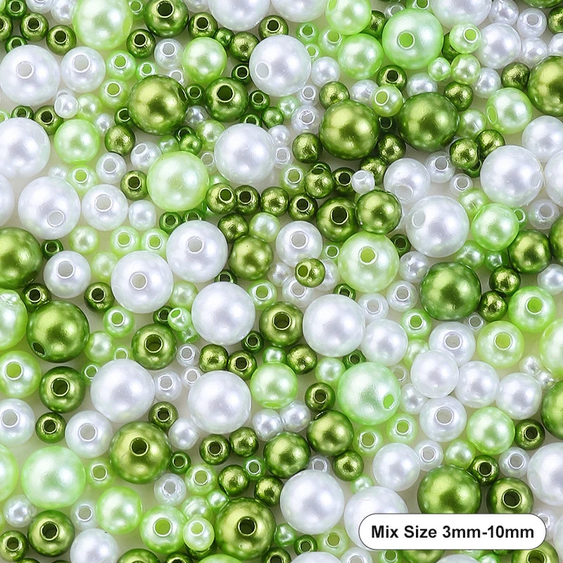 Mixed Size Acrylic Pearl Beads Round Tiny Craft Beads Loose Pearls for Jewelry Making DIY Craft Necklaces Bracelets 30g/pack Qme 11