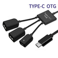 Newest 3 in 1 Micro USB Type C HUB Male to Female Double USB 2.0 Host OTG Adapter Cable For Smartphone Computer Tablet 3 Port Qme Default Title