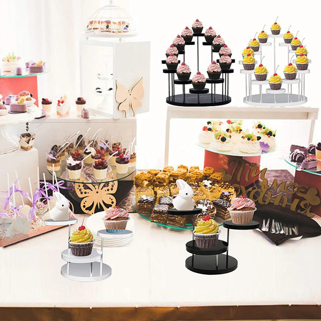 Multi-Tiers Clear Tower Holder for Dessert Anti-slip Acrylic Cupcake Tower Display Bar Party Decor Christmas Wedding Party Decor Qme