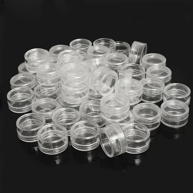 50/20/10pcs 2-5g Clear Cream Jar Mini Cosmetic Bottles Containers Transparent Pot For Nail Arts Small Clear Can Tin For Balm Qme 2g 10pcs
