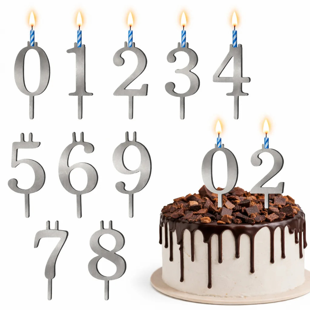 Reusable Number Birthday Candle Holder Adjustable Candles Stand Qme 1set