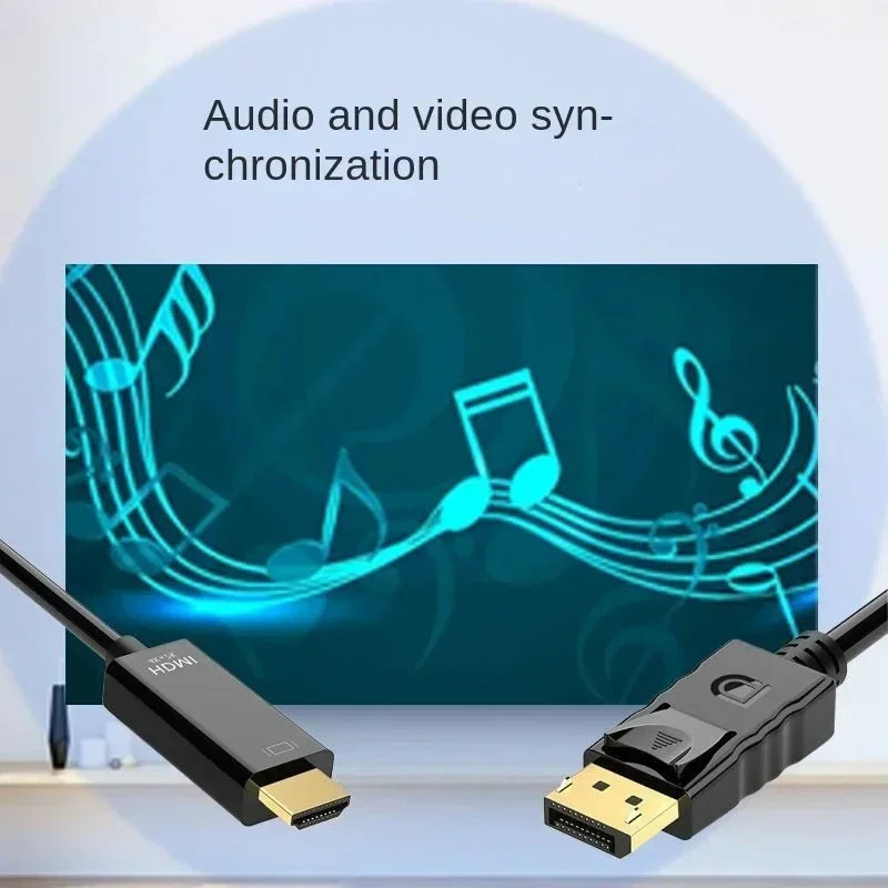  4K DP DisplayPort to HDMI Cable DP to HDMI HDTV Adapter Display Port Video Audio Cable for PC HDTV Projector Laptop Monitor Qme