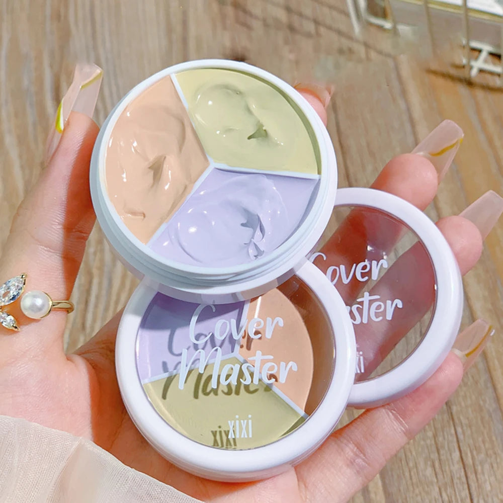 Lightweight Long-lasting Three-color Concealer Cream Cover Facial Qme