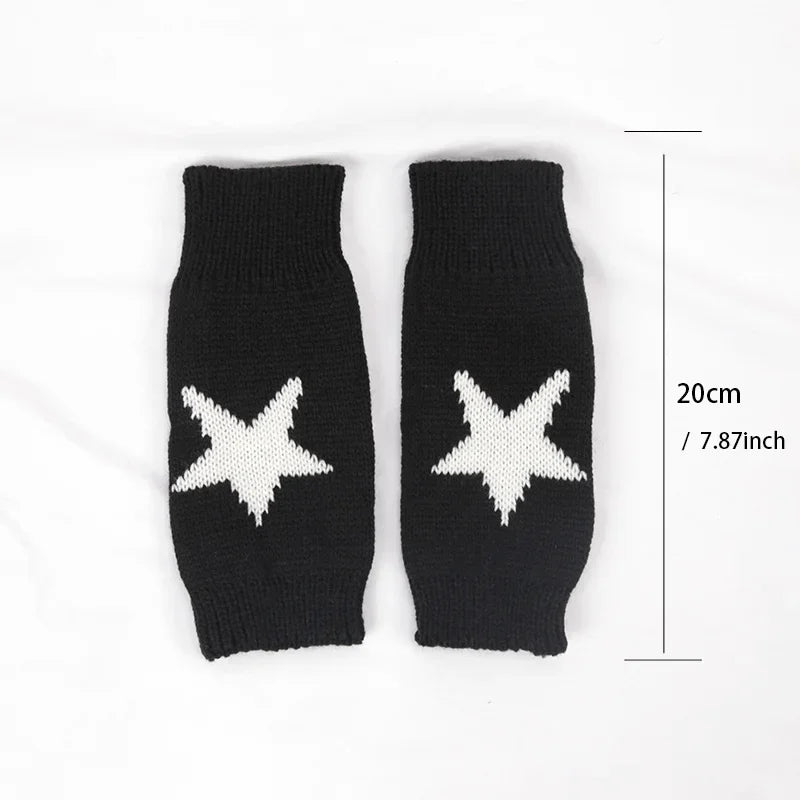 Knitted Half Finger Gloves Women's Warm Soft Winter Mittens for Girl Guantes Y2K Sleeve Girls Lolita Goth Fingerless Gloves Qme