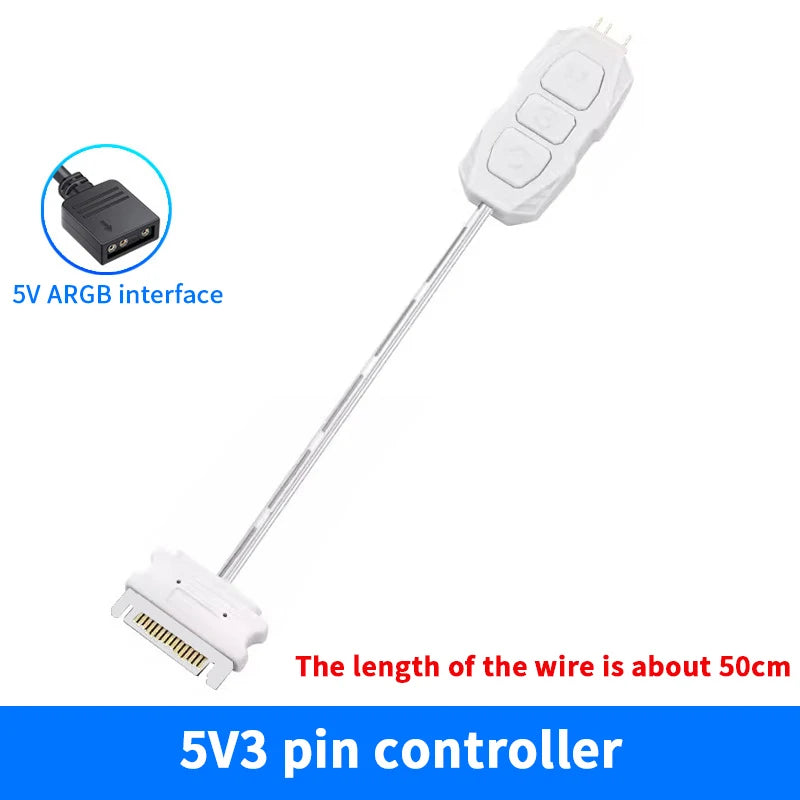 ARGB Controller 5V 3PIN SATA Cable Light Adapter CPU Cooling Fan Qme A3