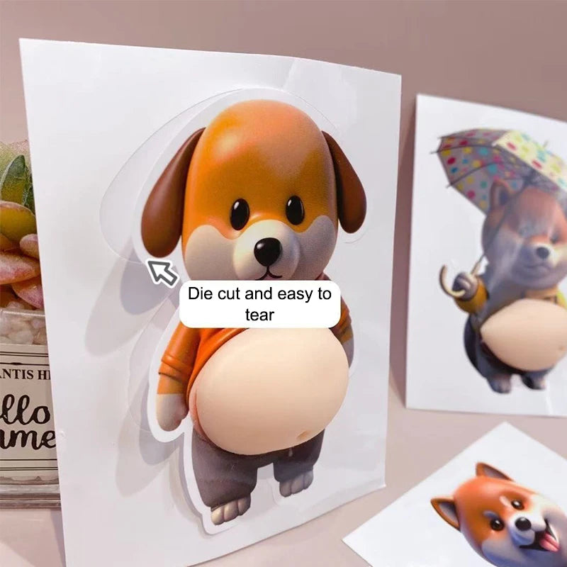 1 Refrigerator Wall Decoration Silicone Self-adhesive Sticker 3D Cute Qme