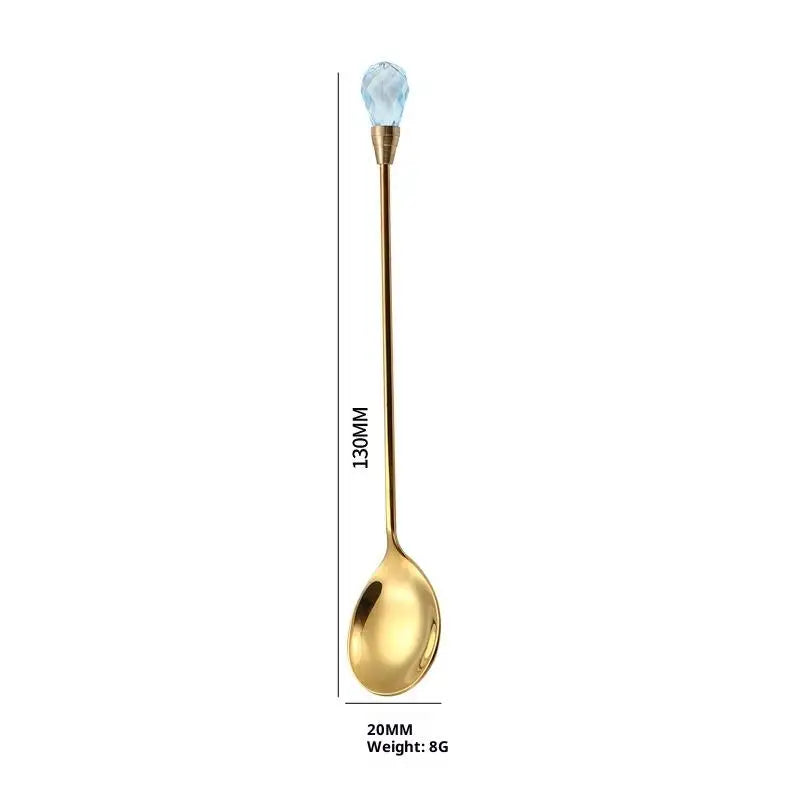 Dessert Ice Cream Coffee Cocktail Crystal Spoon Long Handle Teaspoon Qme A11