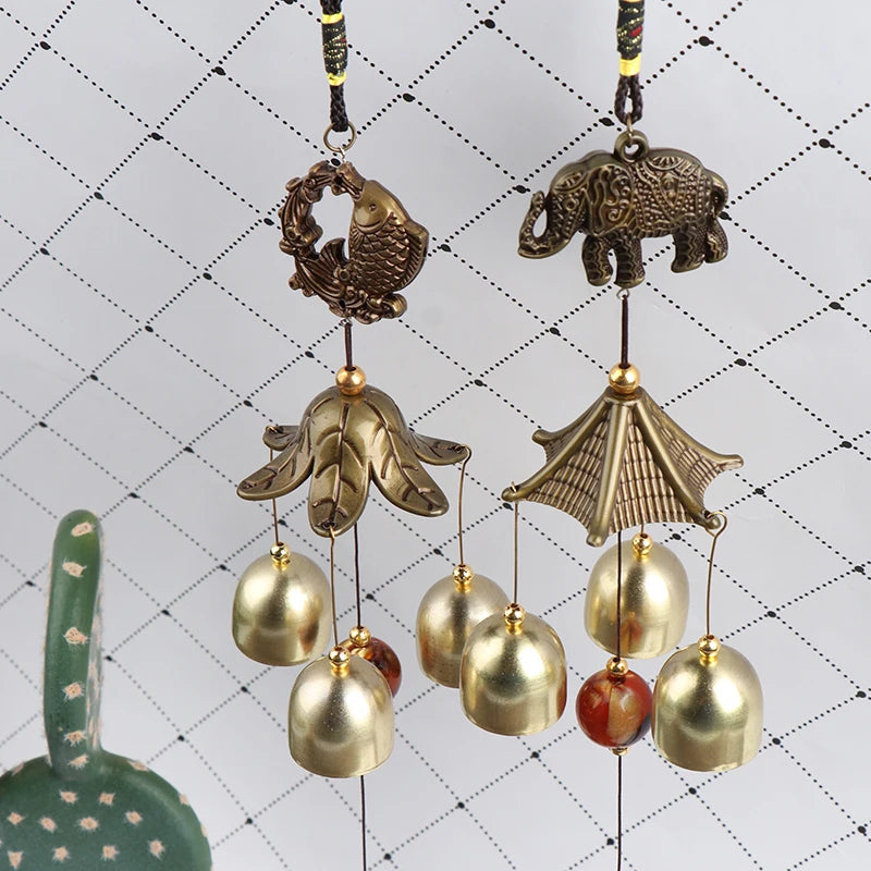 1Pc Outdoor Antique Copper Wind Chime Outdoor Living Decoration Metal Wind Chimes. Qme