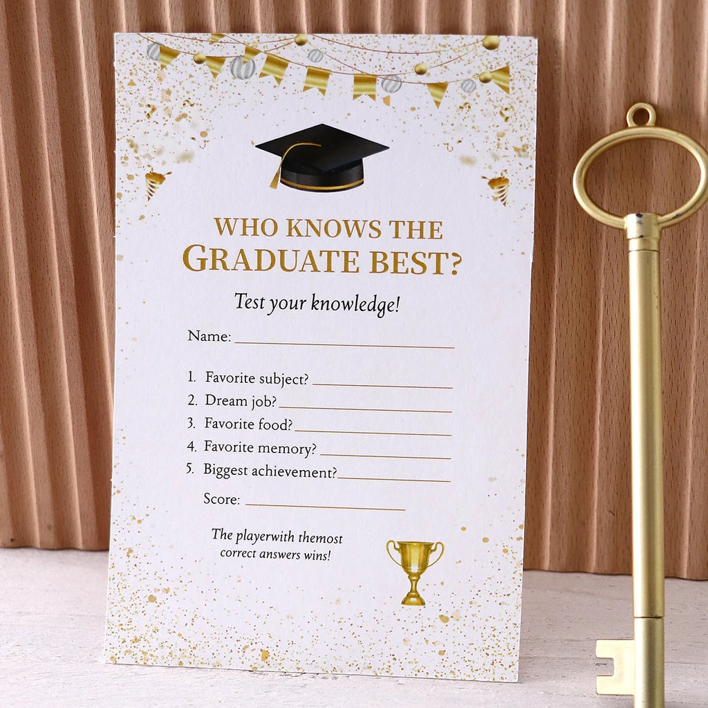 10/20/30Pcs Graduation Bunting, Hats, Trophies Style Games Card Tabletop Game for Students Grad Celebration Supplies Qme