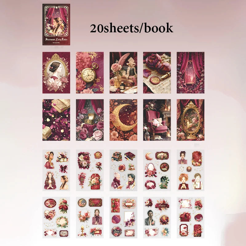 Magic Fairy Tale Sticker Book for Decor & Collage, Multiple Elements for Various Journal Styles, Ideal for Craft Lovers Qme B
