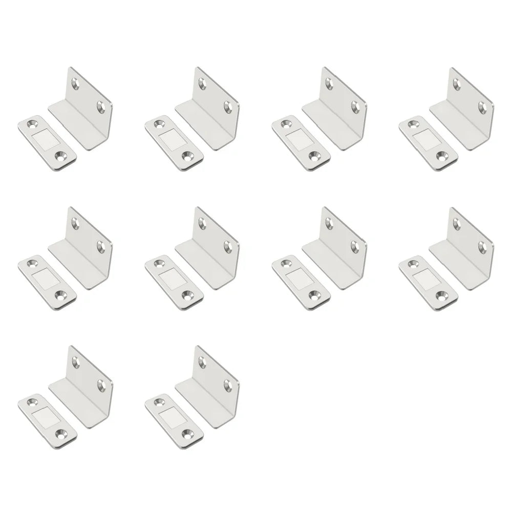 10-1PCS L-shaped Magnetic Door Closer Self-adhesive Invisible Cabinet Door Suction Wardrobe Magnetic Strip Patch Door Stopper Qme Silvery 10pcs