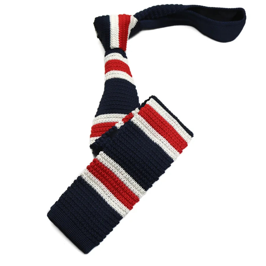 Striped Knitted Tie Casual and Fashionable Flat Head Tie 7CM Tie Colorful Personalized Trendy Manual Knot Tie Campus Style Qme 11