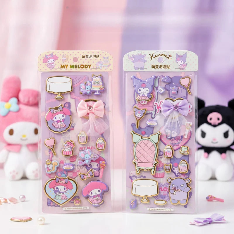 Hello Kitty Kuromi Cartoon Crystal Stickers Student 3D Embossed Qme