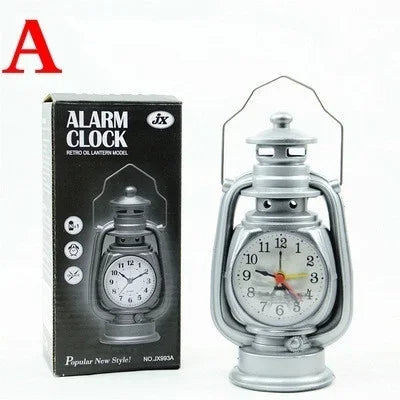 Retro Kerosene Light Alarm Clock Vintage Alarm Clock Table Clock Living Room Decor Articles Office Craft Ornament Qme A1