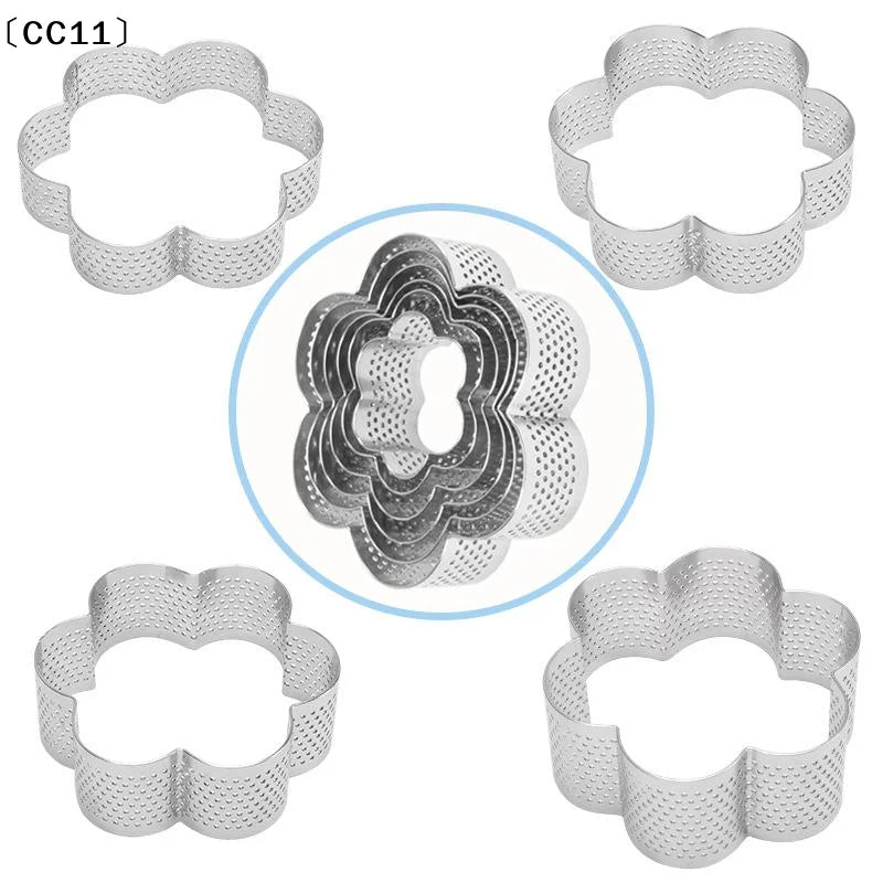 Flower-shaped Tart Mold Hole Ring Stainless Steel Bottom Tower Fruit Qme