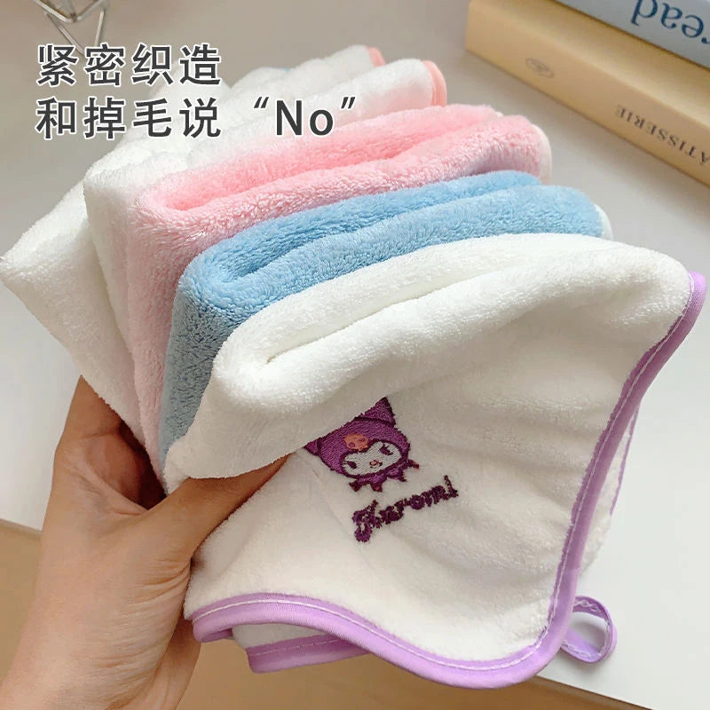 Kuroomi Embroidered 5-Pack Square Handkerchiefs Soft, Absorbent Face Cloths Hanging Towels Handkerchiefs and Hand Towels Qme