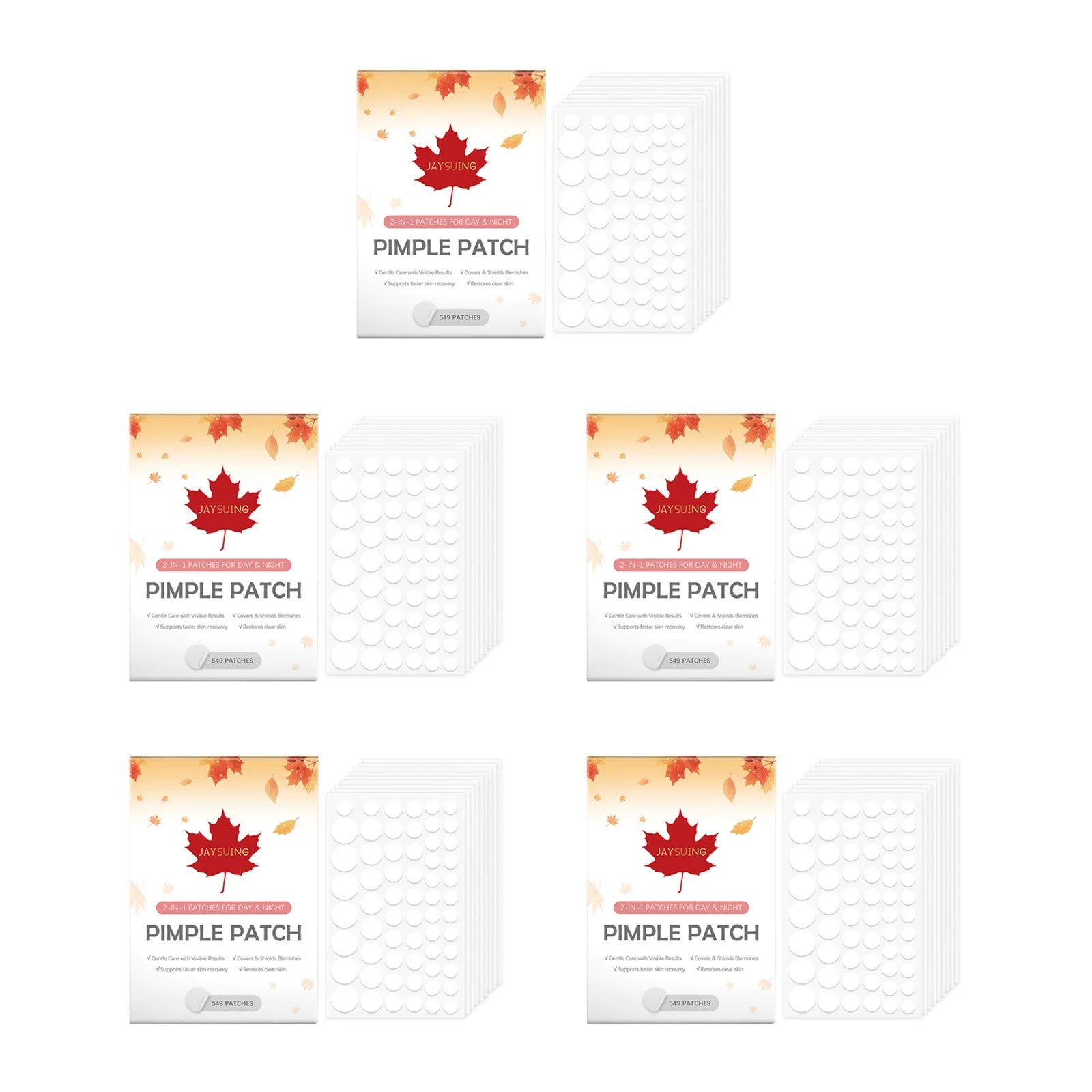 Hydrocolloid Acne Patches Round Spot Invisible Acne Pimple Patches Absorb Pus & Oil Reduce Redness Waterproof & Skin-Friendly Qme 5x549patches Boxed