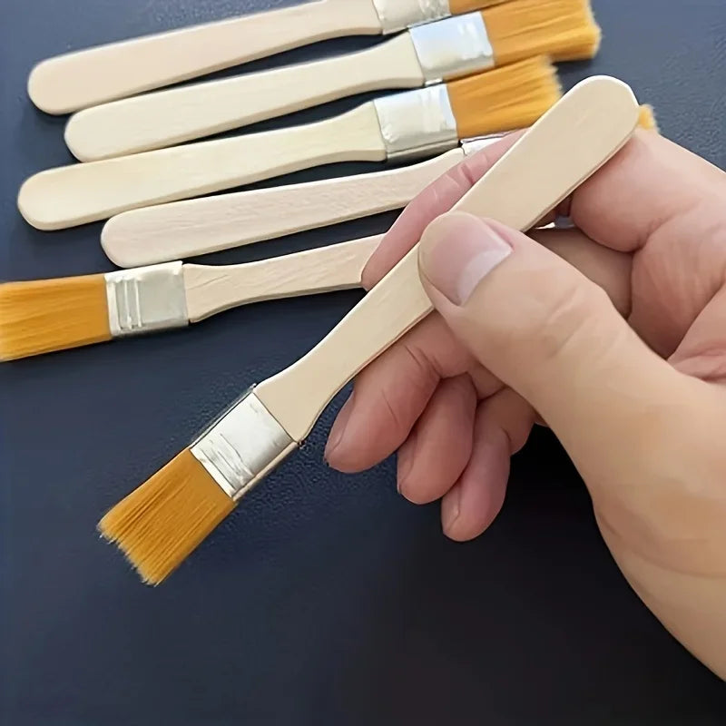 10Pcs Wooden Handle Nylon Bristle Paint Brush for Oil Painting, Dusting and Cleaning - Unrechargeable Hand Tool Set Without Batt Qme 10pcs