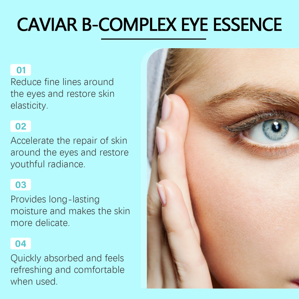 Caviar B-Complex Eye Essence Remove Dark Clrcles Anti Puffiness Smoothing Fine Lines Moisturize Skin Around the Eye Serum Qme