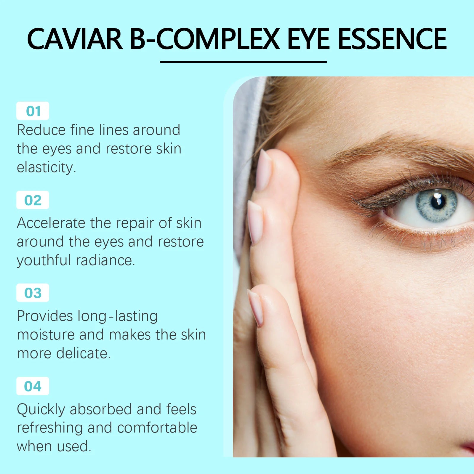 Caviar B-Complex Eye Essence Remove Dark Clrcles Anti Puffiness Smoothing Fine Lines Moisturize Skin Around the Eye Serum Qme