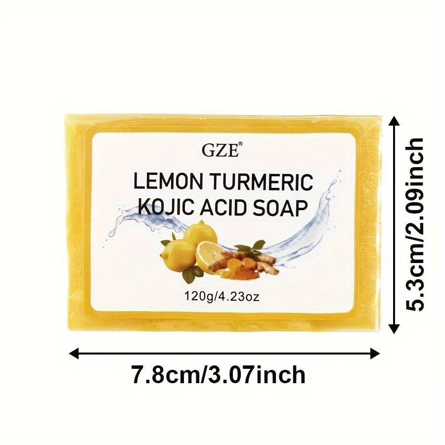 5 Pack GZE Body Restore Lemon Turmeric Kojic Acid Soap, with Shea Butter, For Face Dark Spots, Body, Rejuvenating, Exfoliating Qme
