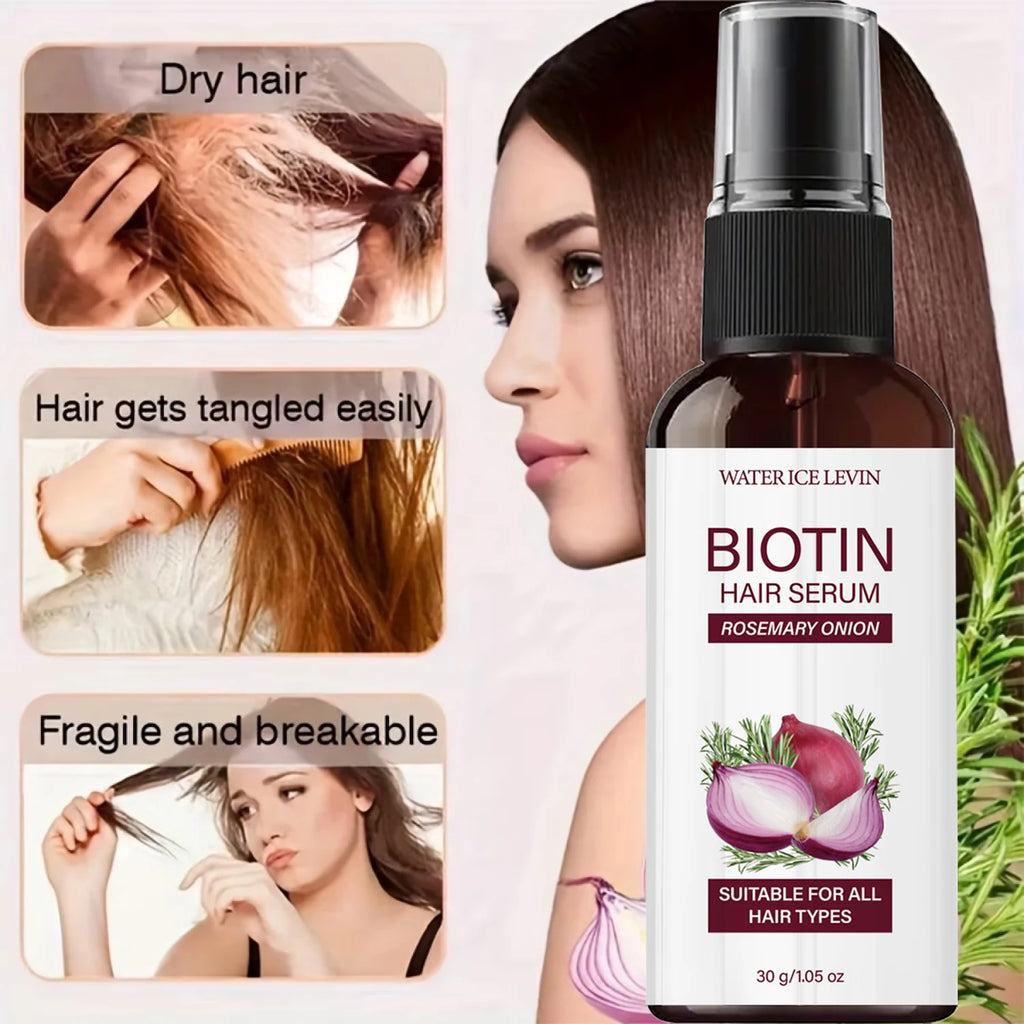 Biotin Rosemary Onion Hair Serum, Smooth & Supple Treatment for All Hair Types, Nourishing Growth Serum Qme