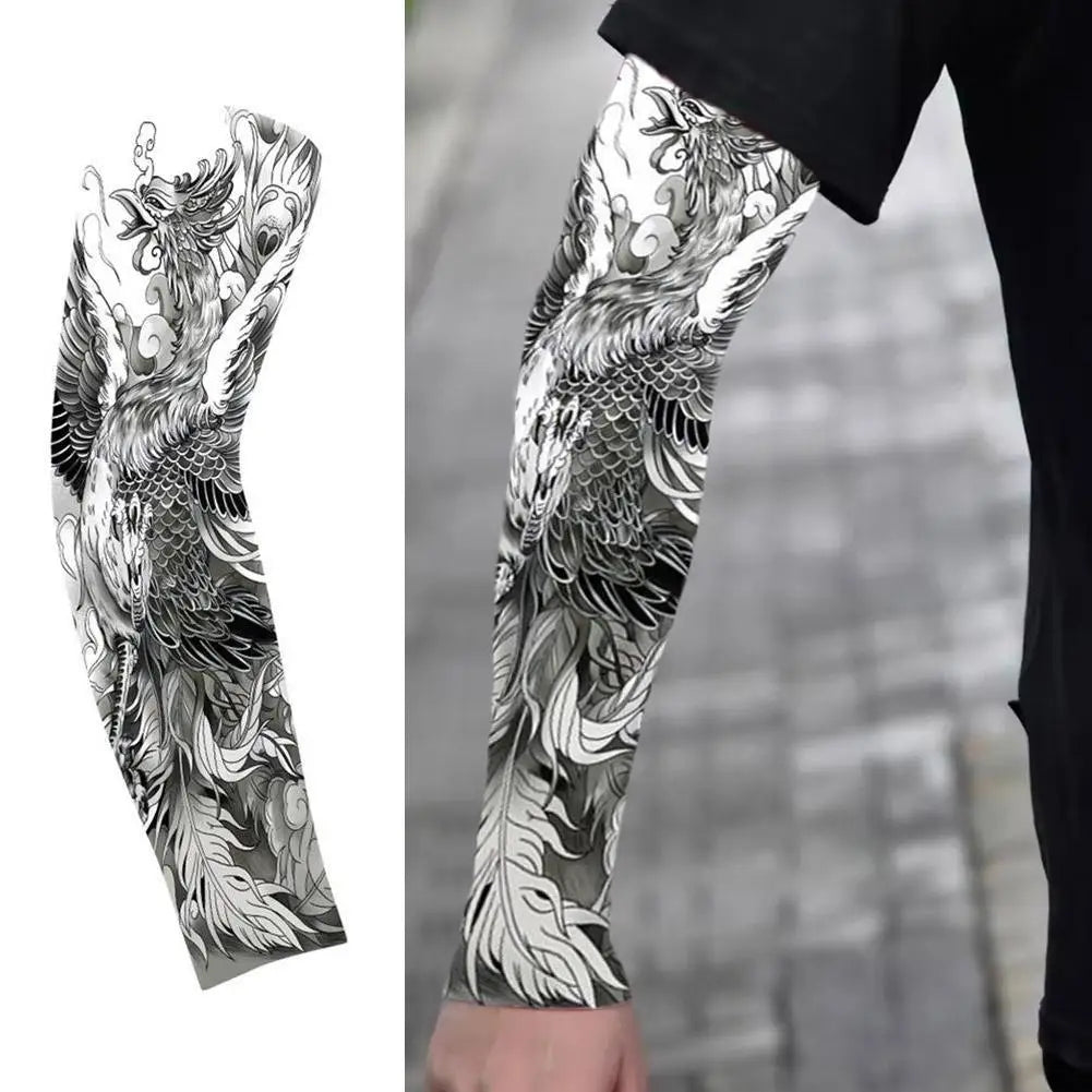 Summer Ice Silk Tattoo Sleeves Arts Temporary Fake Slip On Tattoo Arm Sleeves Sports Sunscreen Sleeves Cycling Driving Fishing Qme