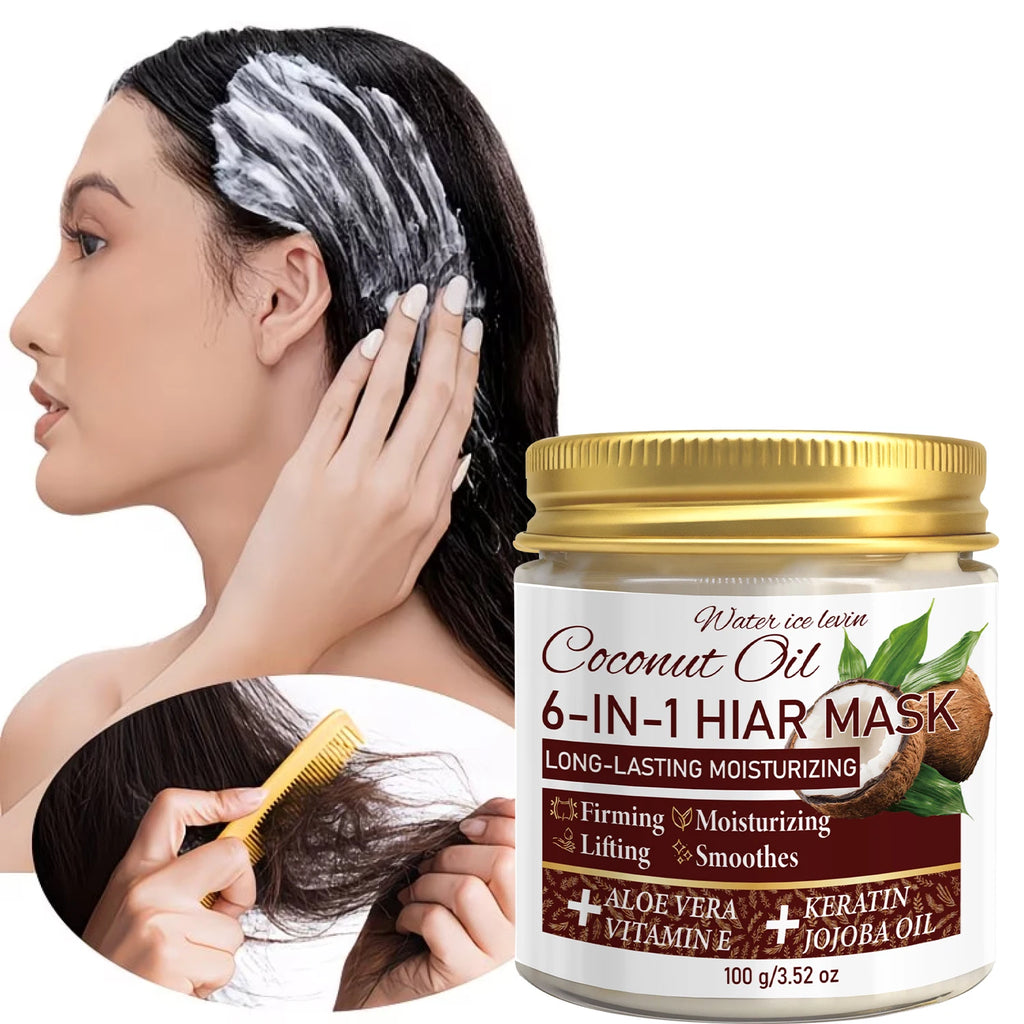 6-in-1 Coconut Hair Mask with Keratin & Jojoba Oil, Moisturizing & Smooth Hair Care Qme