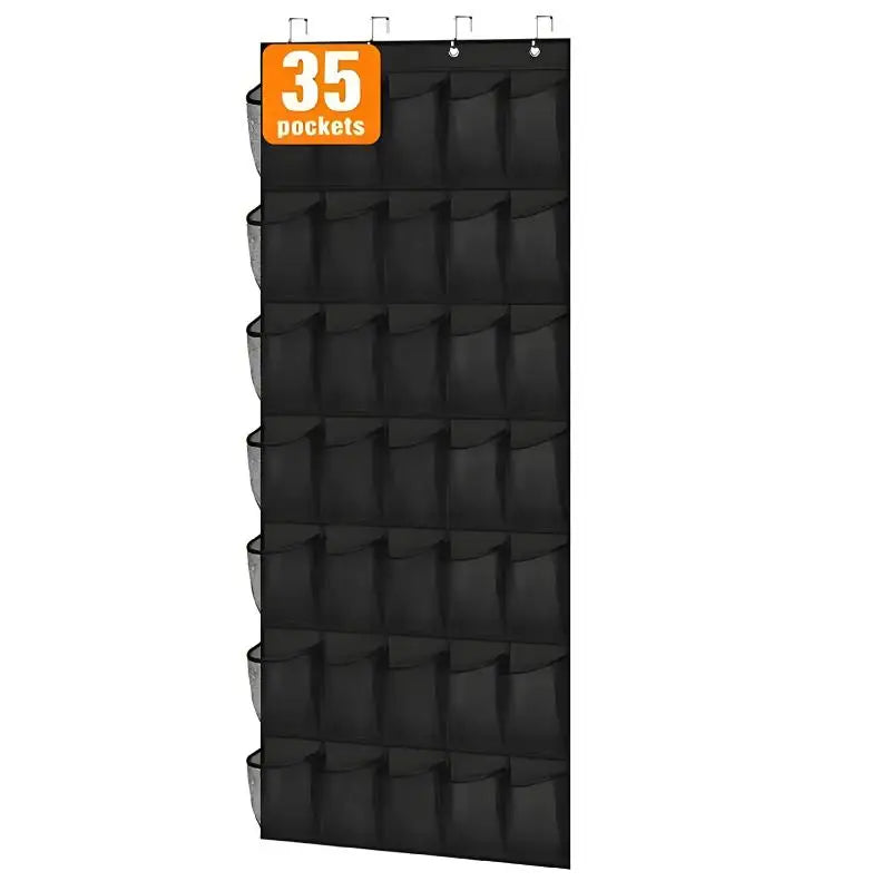 24 28 35 40 Large Mesh Pockets Hanging Shoe Organizer Closet Rack Qme 35 grids Black