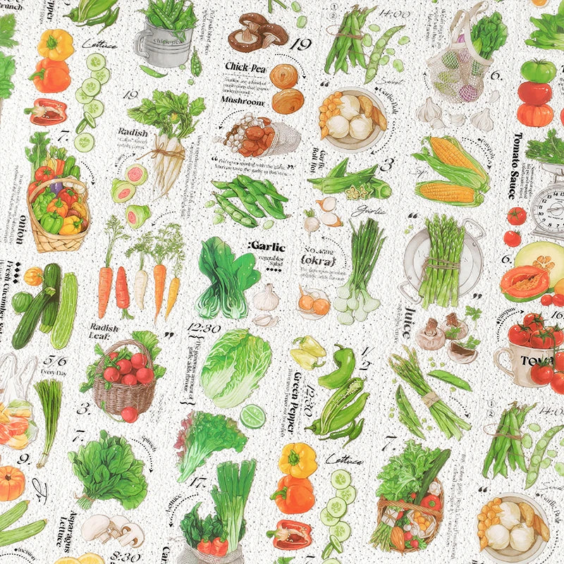 6 pcs/lot vegetable Stickers aesthetic Decorative Stick Labels journaling Album Scrapbooking Collage material Qme