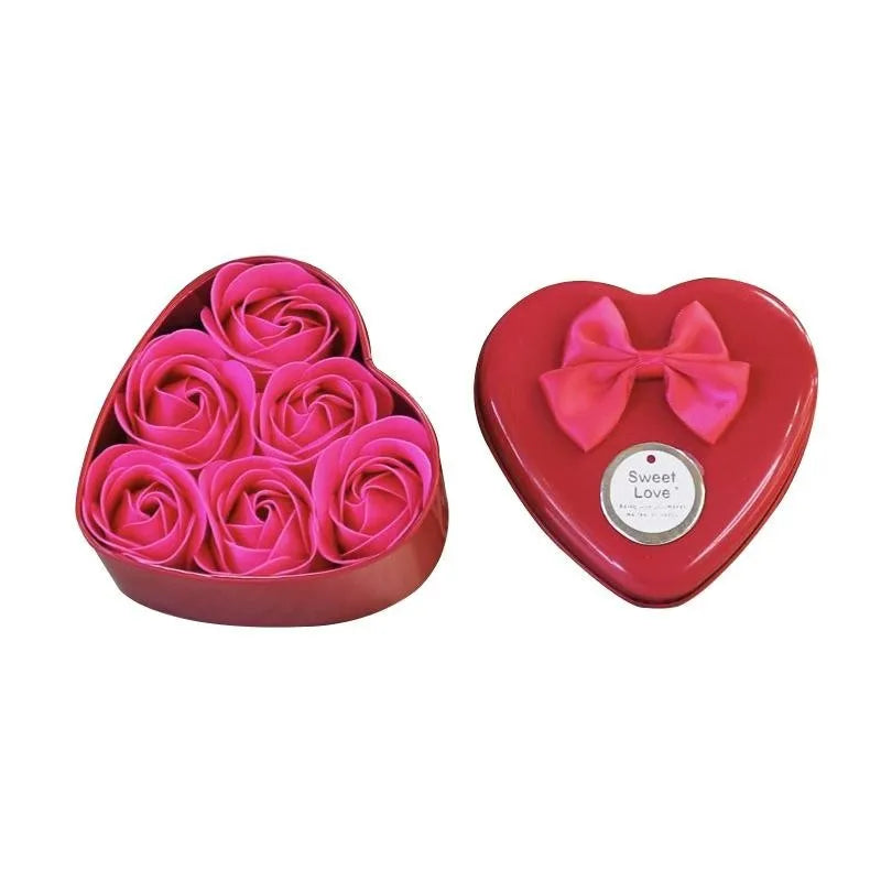 6Pcs Heart-shaped Rose Gift Box Simulated Rose Soap Flower Mother's Day Rose Gift Box Valentine's Day Rose Gift Wedding Souvenir Qme