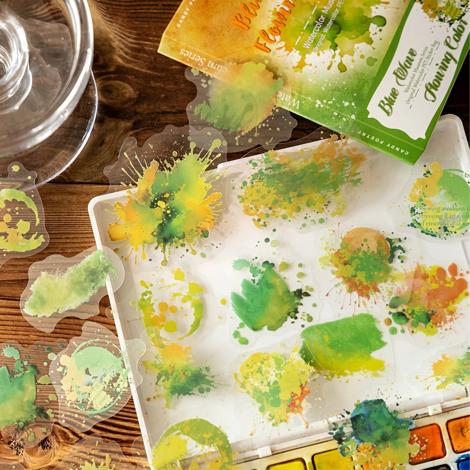 30 pcs Watercolor Trace Pattern PET Sticker Creative Stationery DIY Deco Journal Material Collage hand tent Scrapbook supplies Qme B2