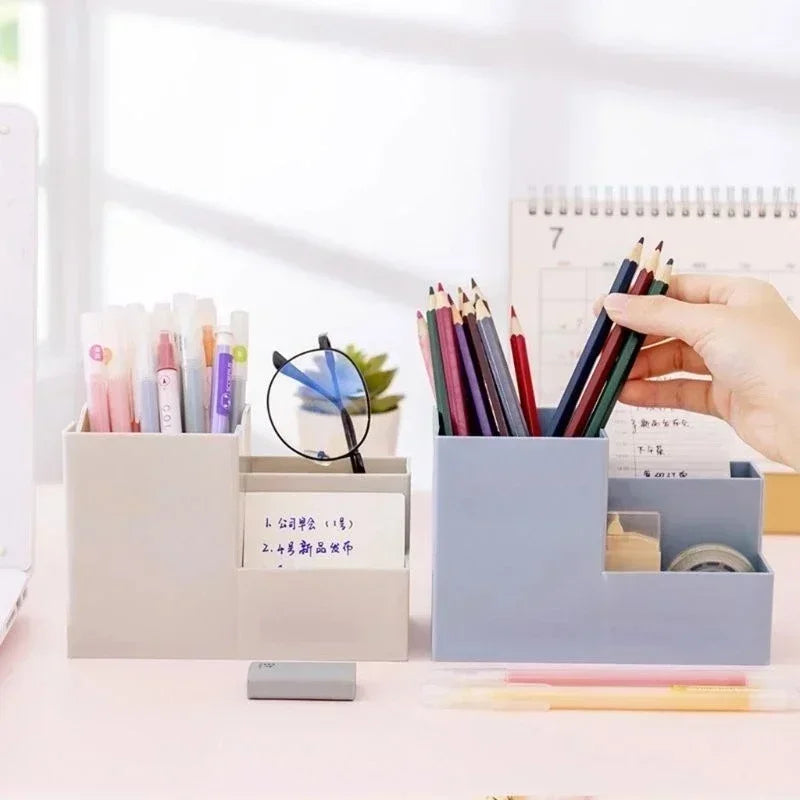 Multi-function Desktop Pen Holder School Supplies Storage Case Colorful Plastic Box Office Desk Accessories Pencil Organizer Qme