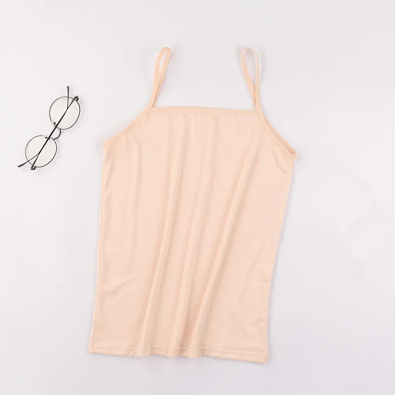 Women Slim Halter Tank Solid Camisole Sleeveless Crop Vest Summer Qme One Size Nude