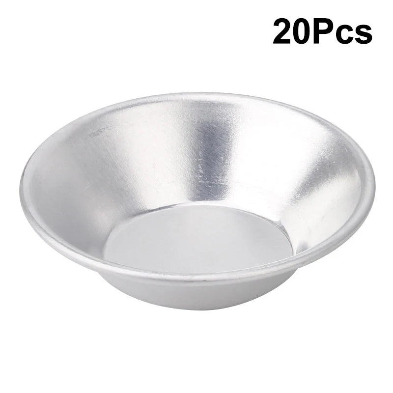Reusable Non-stick Egg Tart Mold Aluminum Alloy Flower Round Shape Qme Round 20Pcs