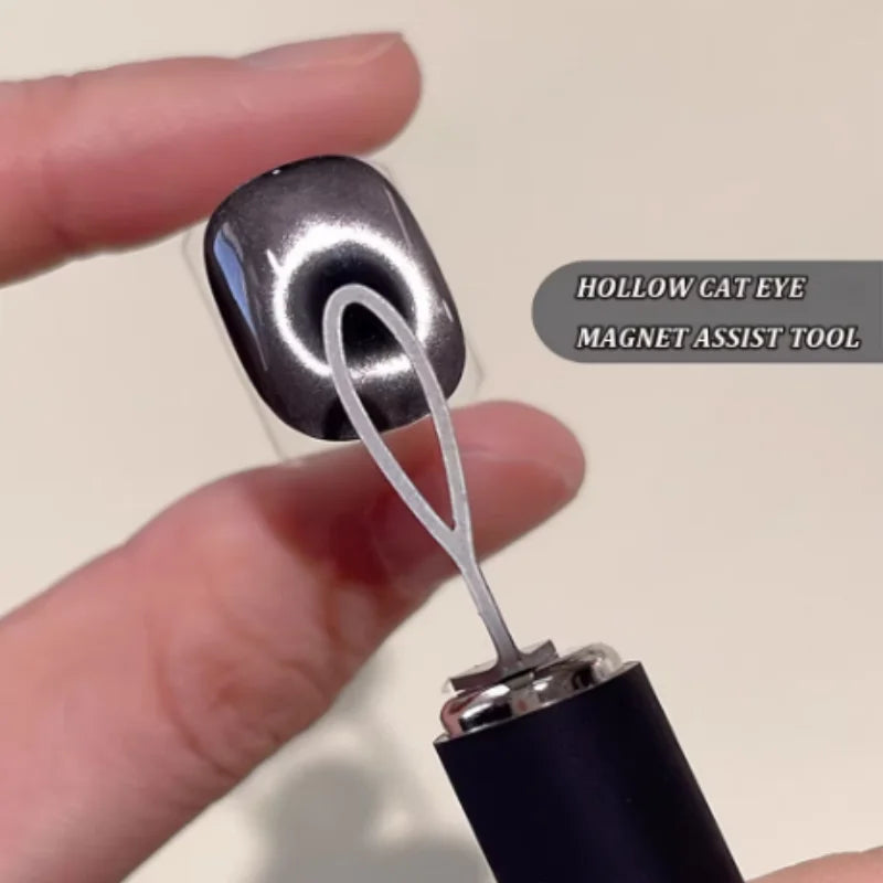 Olive shaped Guide Cat Eye Nail Art Tool DIY Manicure Kit Iron Hollow Cat Eye Magnet Tool Cat Eye Magnet for Nails Qme