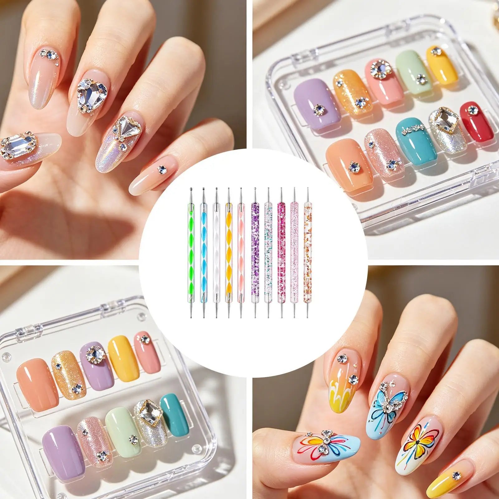 Nail Dotting Tool 10 Manicure Decorating Tools Painting Pens Women Qme