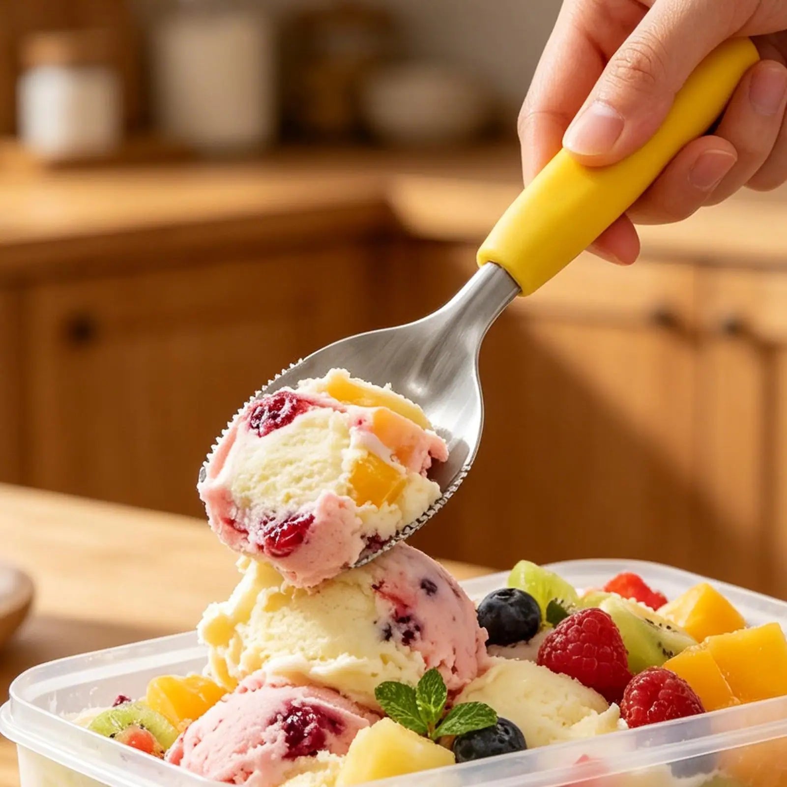 Ice Cream Scoop Serrated Food Dispenser Shovel Spoon Cookie Scooper Qme