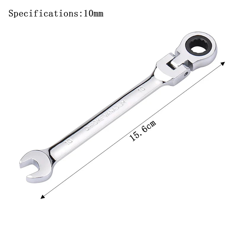 10mm professional grade chrome vanadium steel ratchet wrench - double-ended reversible design for automotive hand tools Qme