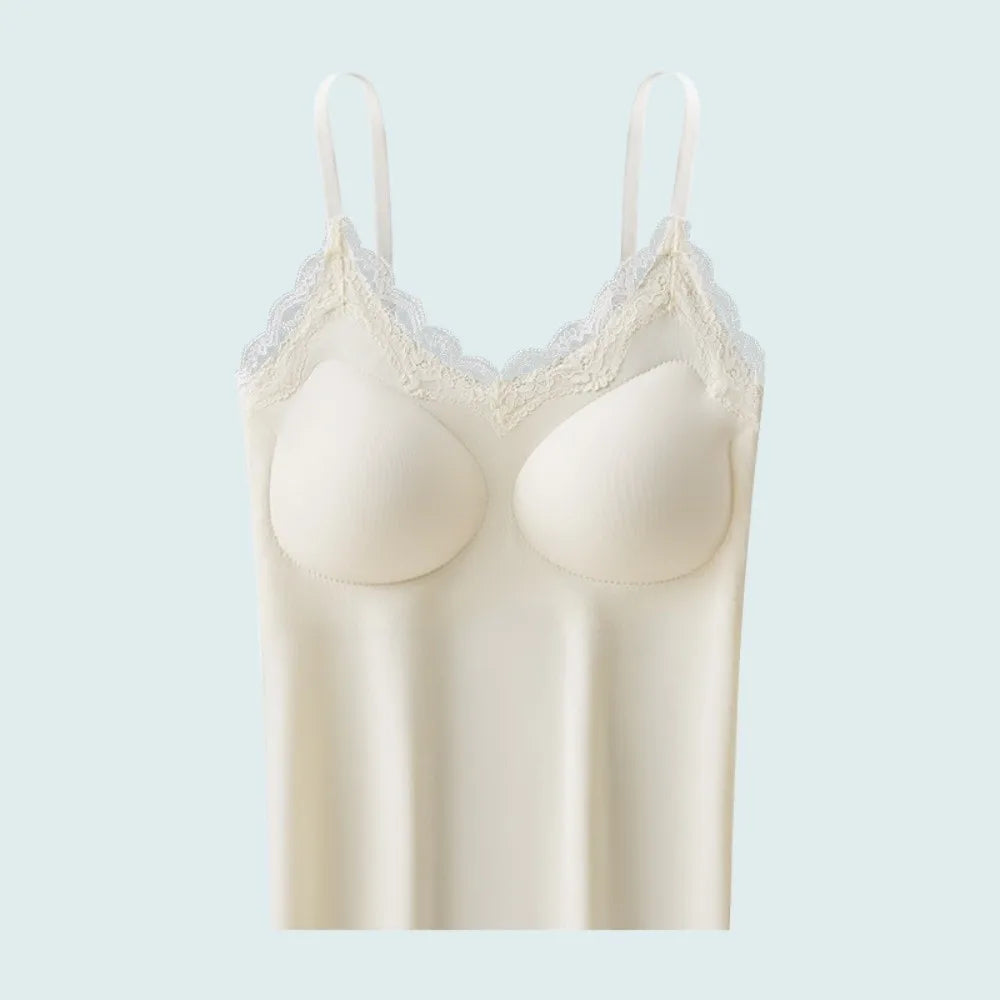 Ins Fashion Lace Women Ice Silk Camisole Non Trace Slim Fit Suspender Qme Champagne M