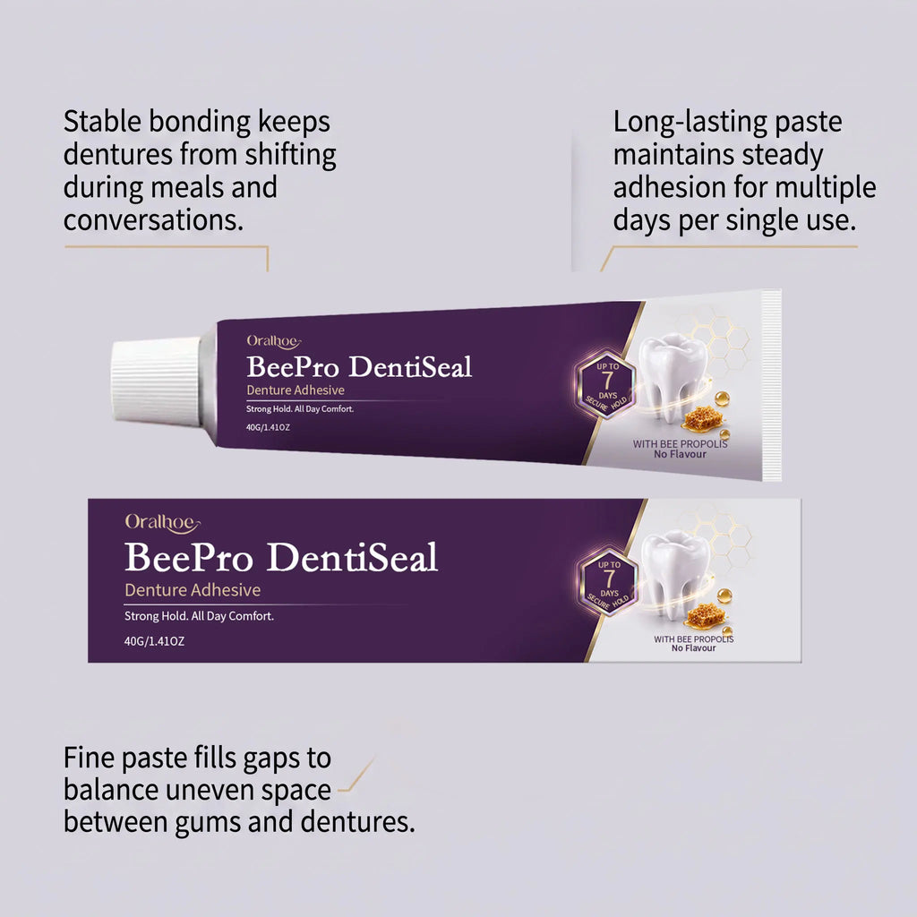 Oralhoe Beepro Dentiseal Denture Adhesive Long-Lasting Hold Gap Filling Smooth Flavor Free Gentle Gum Care Dentures Fixing Cream Qme