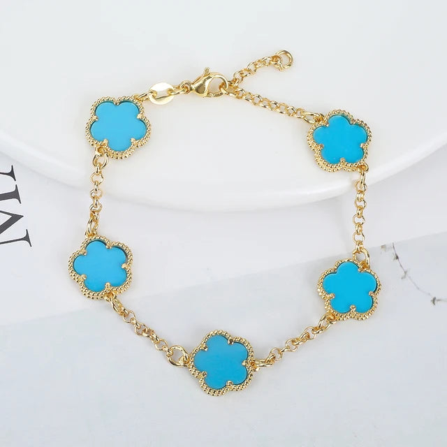 2023 INS 10 Colors Five Leaf Flower Bracelet Classic Fashion