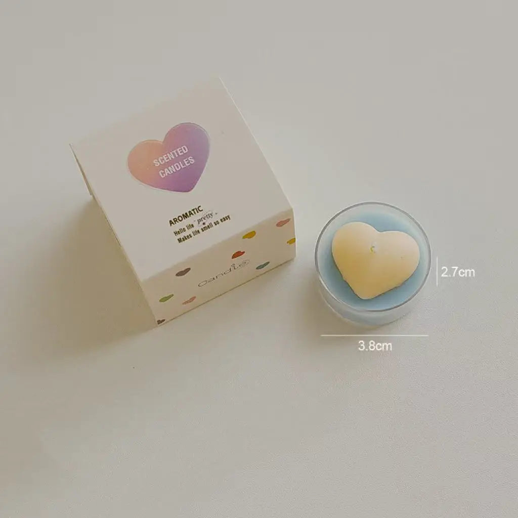 Tiny Heart Fragrance Candles Vibrant Scent Tealights Household Qme yellow and blue