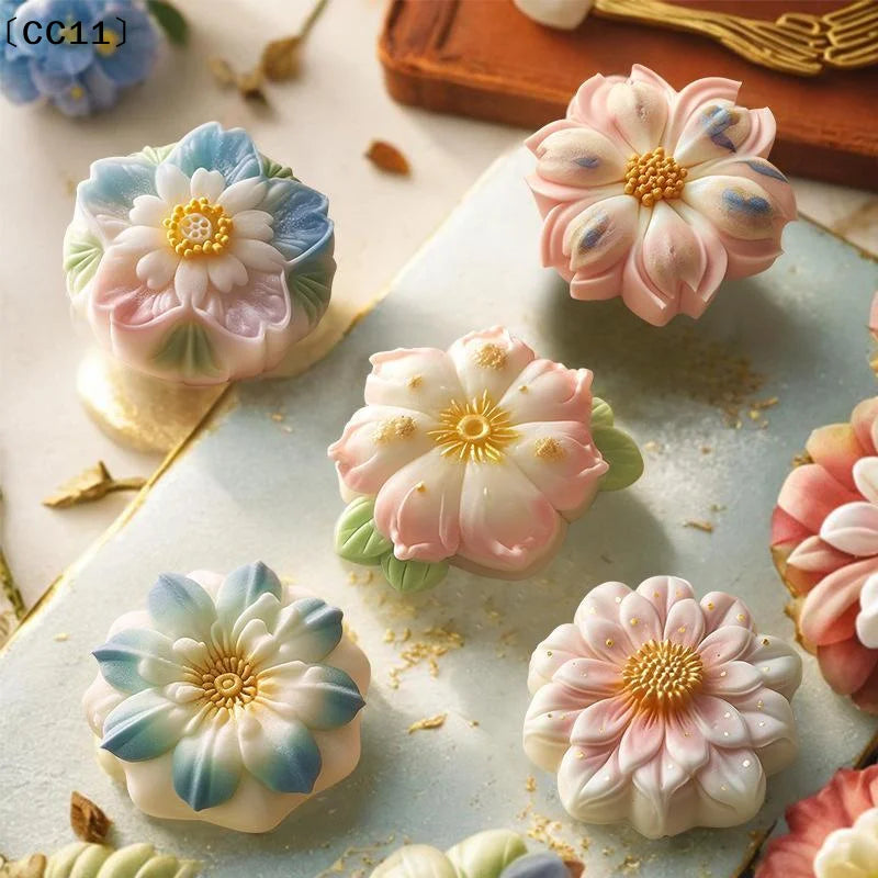 Flower Rice Cake Silicone Mold Non-stick Shape Mooncake Mung Bean Qme